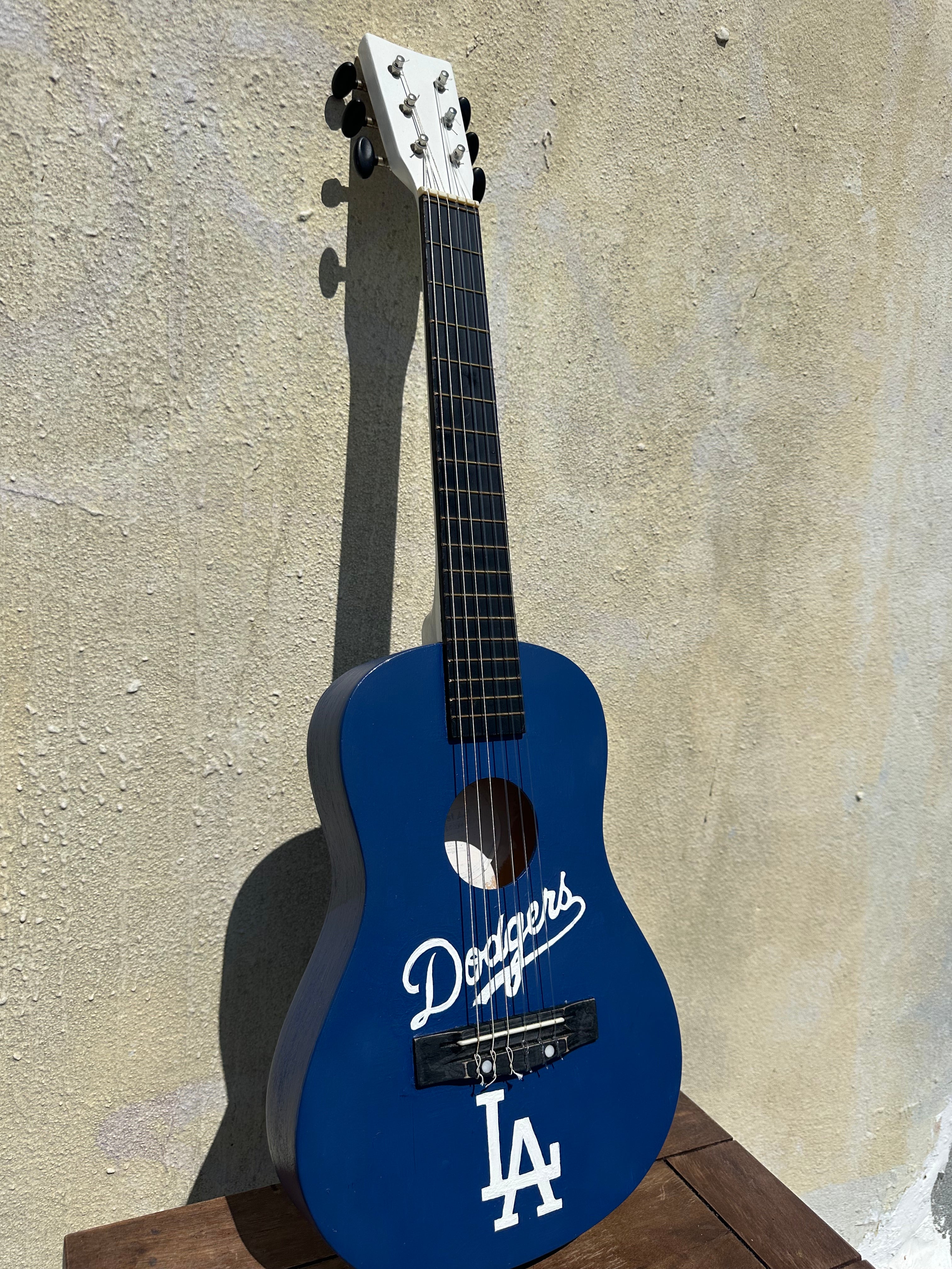 Los Angeles Dodgers Hand-Painted Restored Guitar