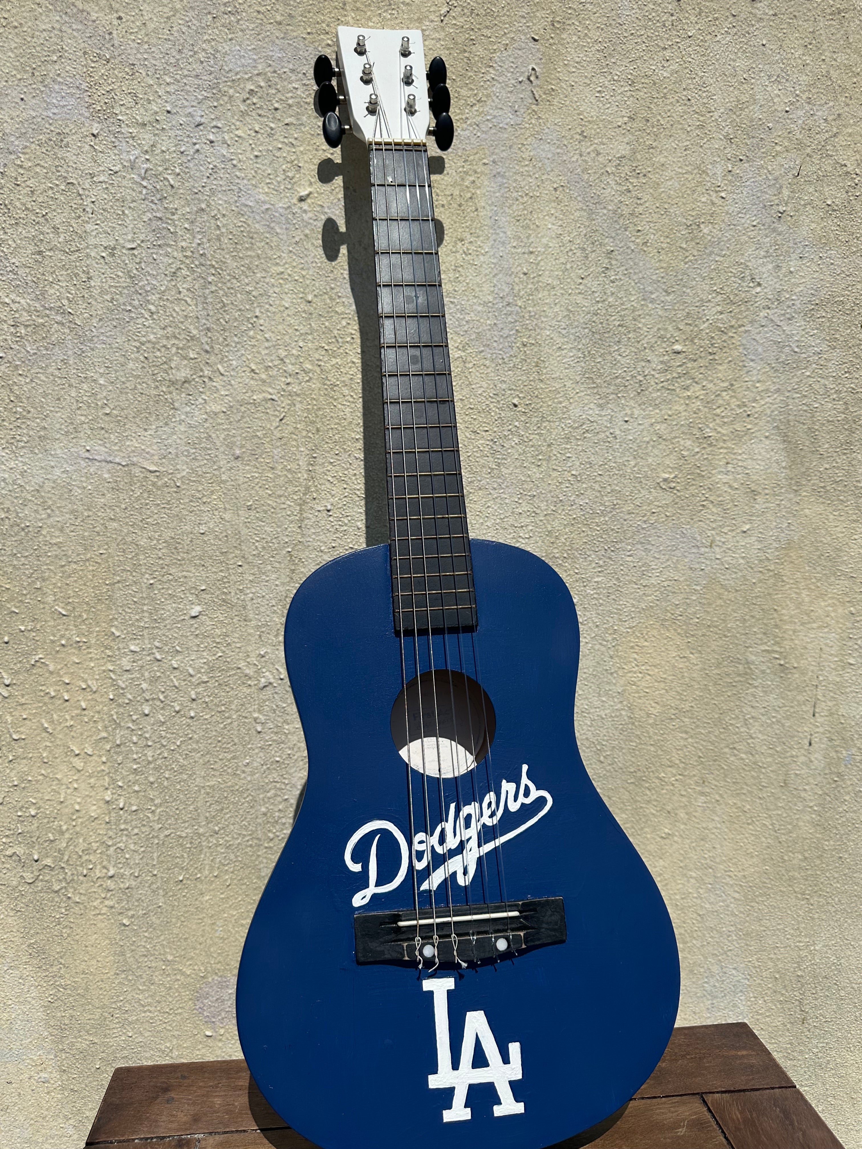 Los Angeles Dodgers Hand-Painted Restored Guitar