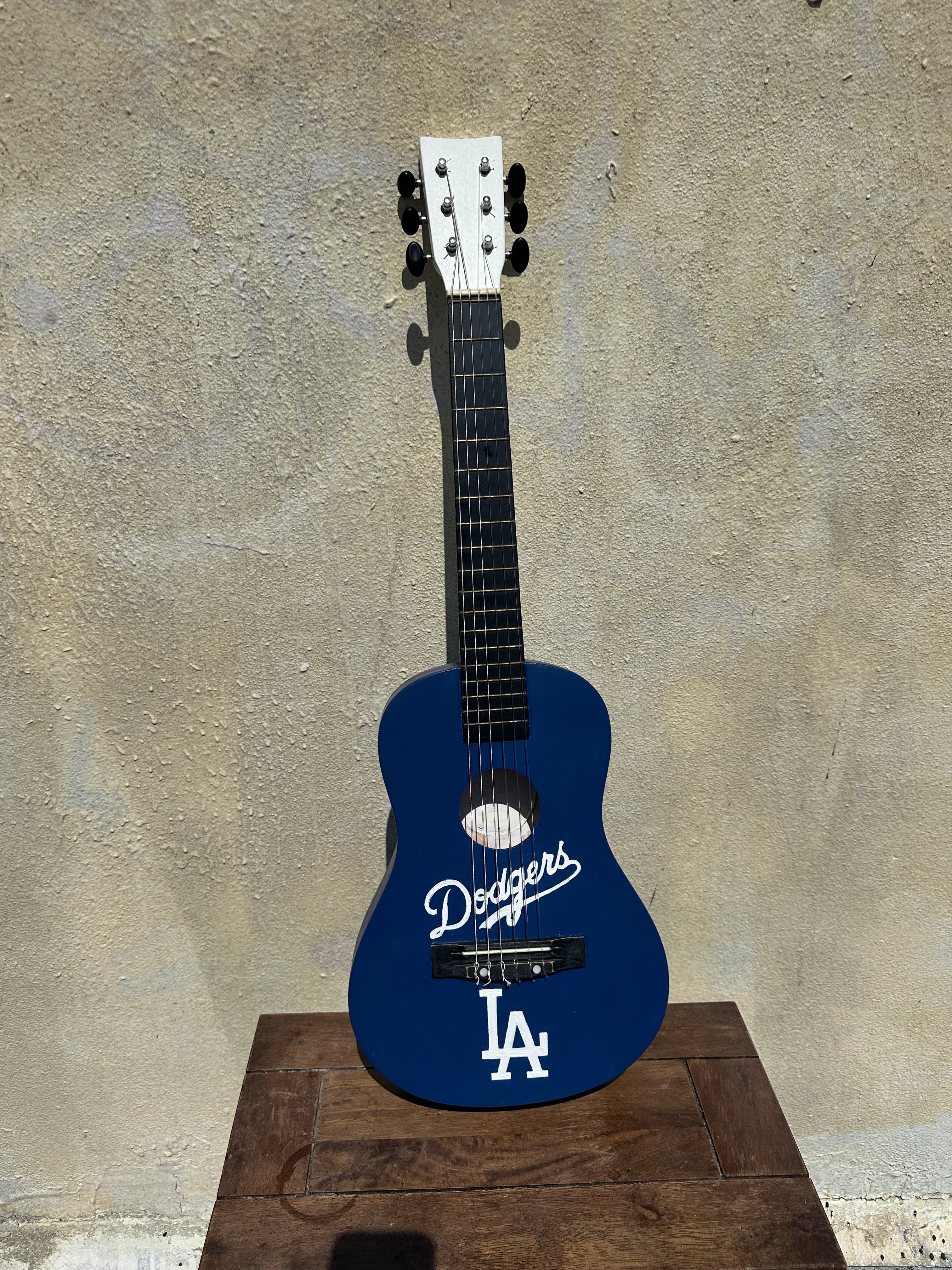 Los Angeles Dodgers Hand-Painted Restored Guitar