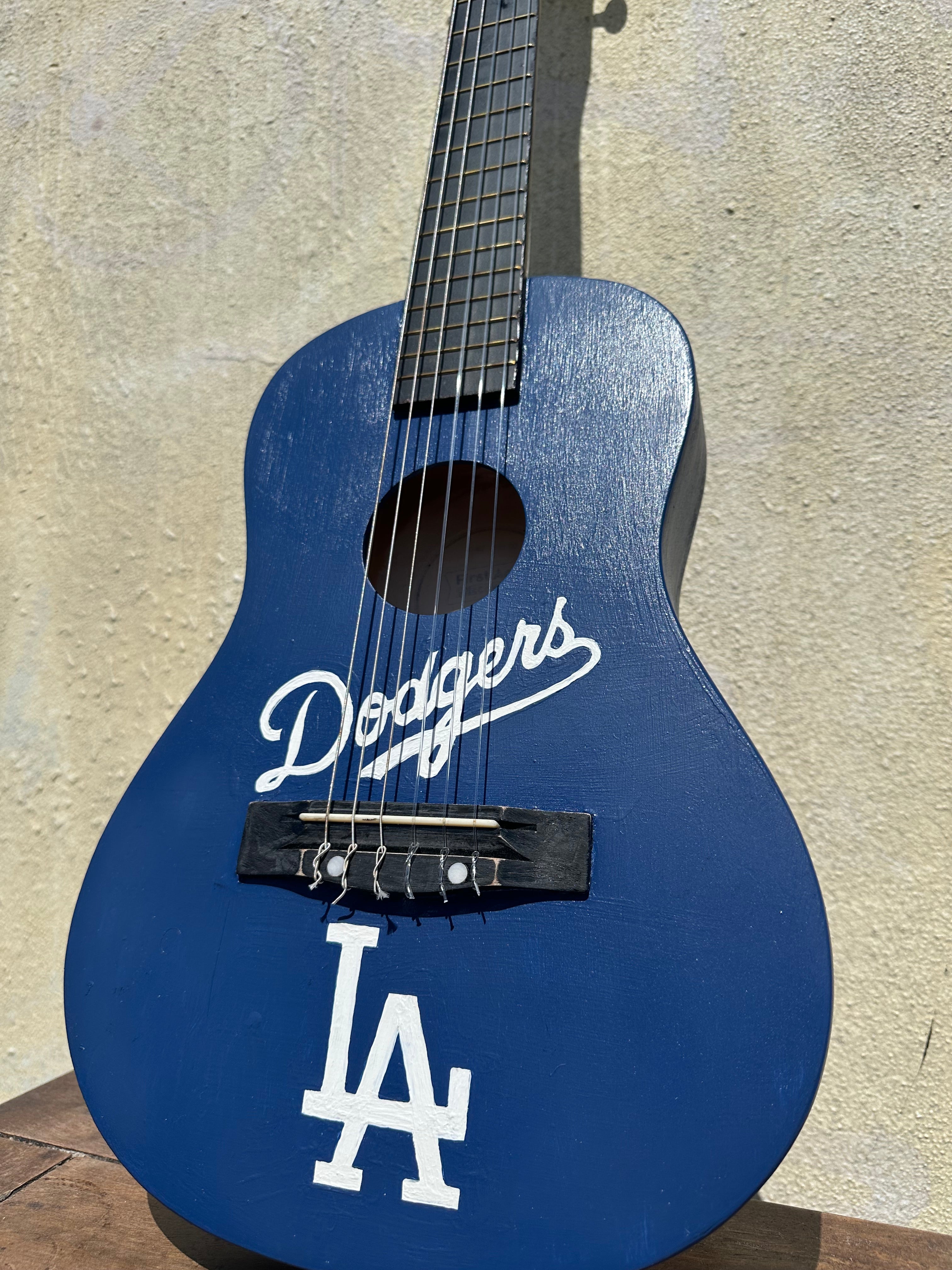 Los Angeles Dodgers Hand-Painted Restored Guitar