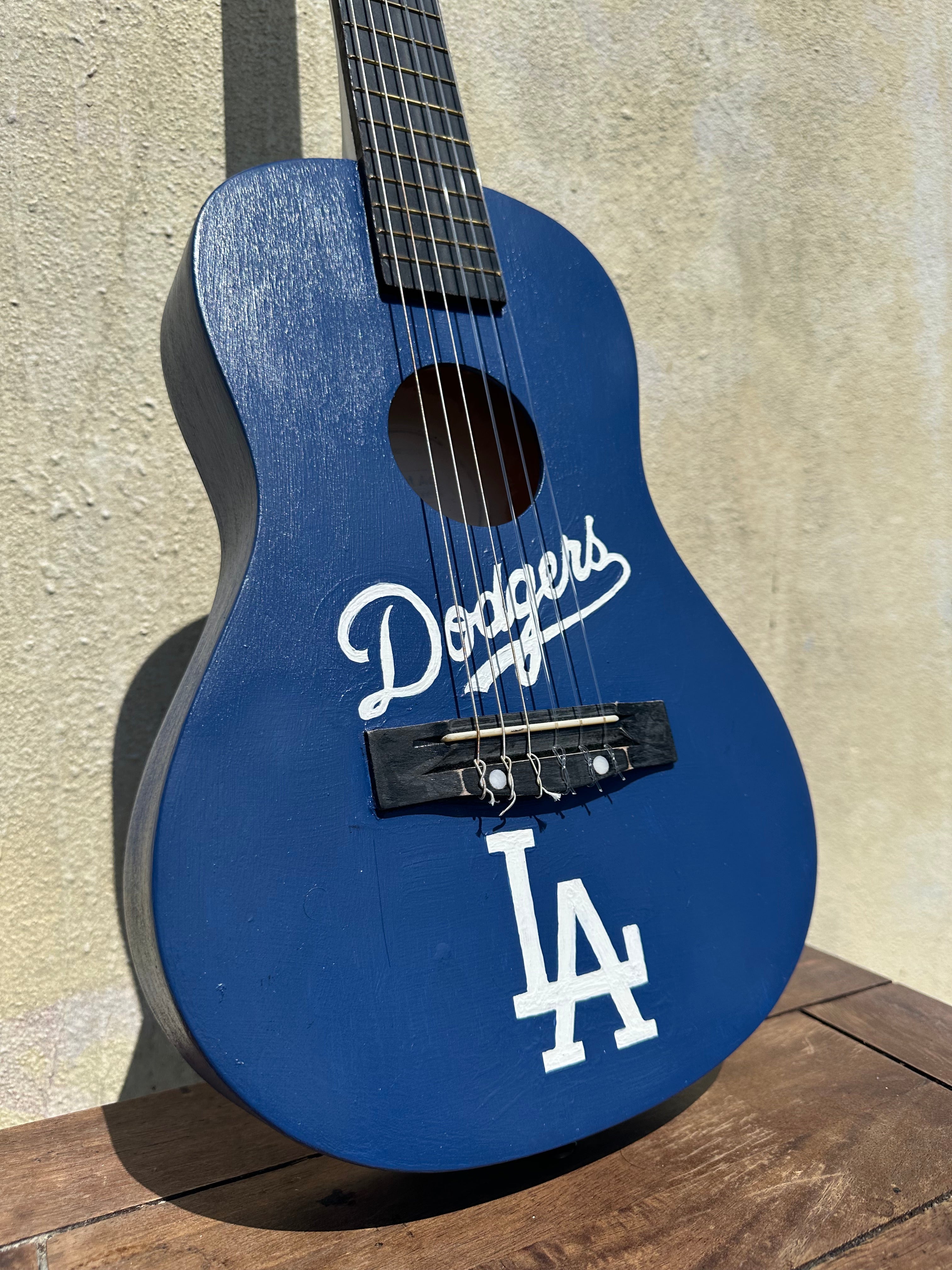 Los Angeles Dodgers Hand-Painted Restored Guitar