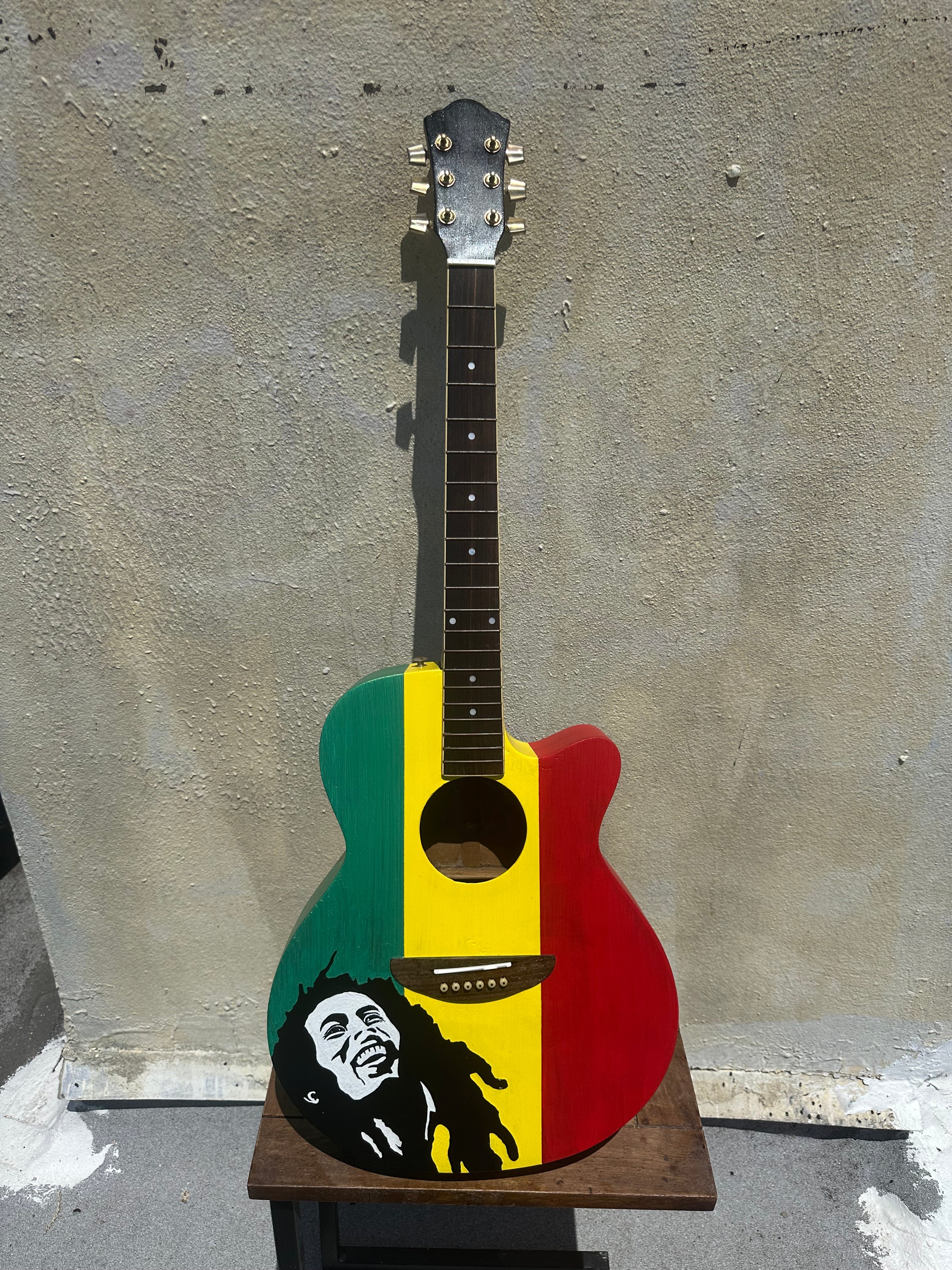 Bob Marley Restored Hand-Painted Guitar