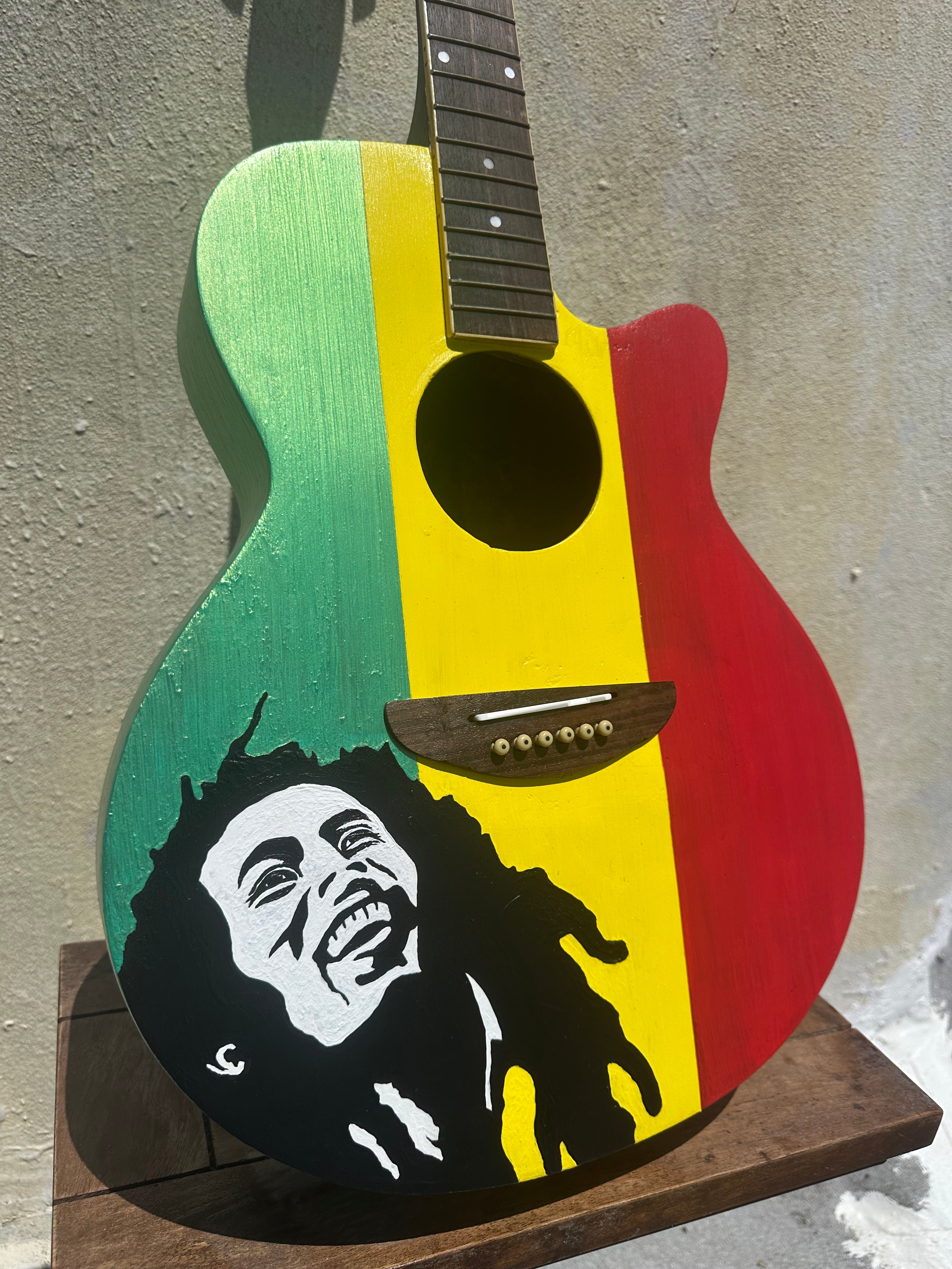 Bob Marley Restored Hand-Painted Guitar