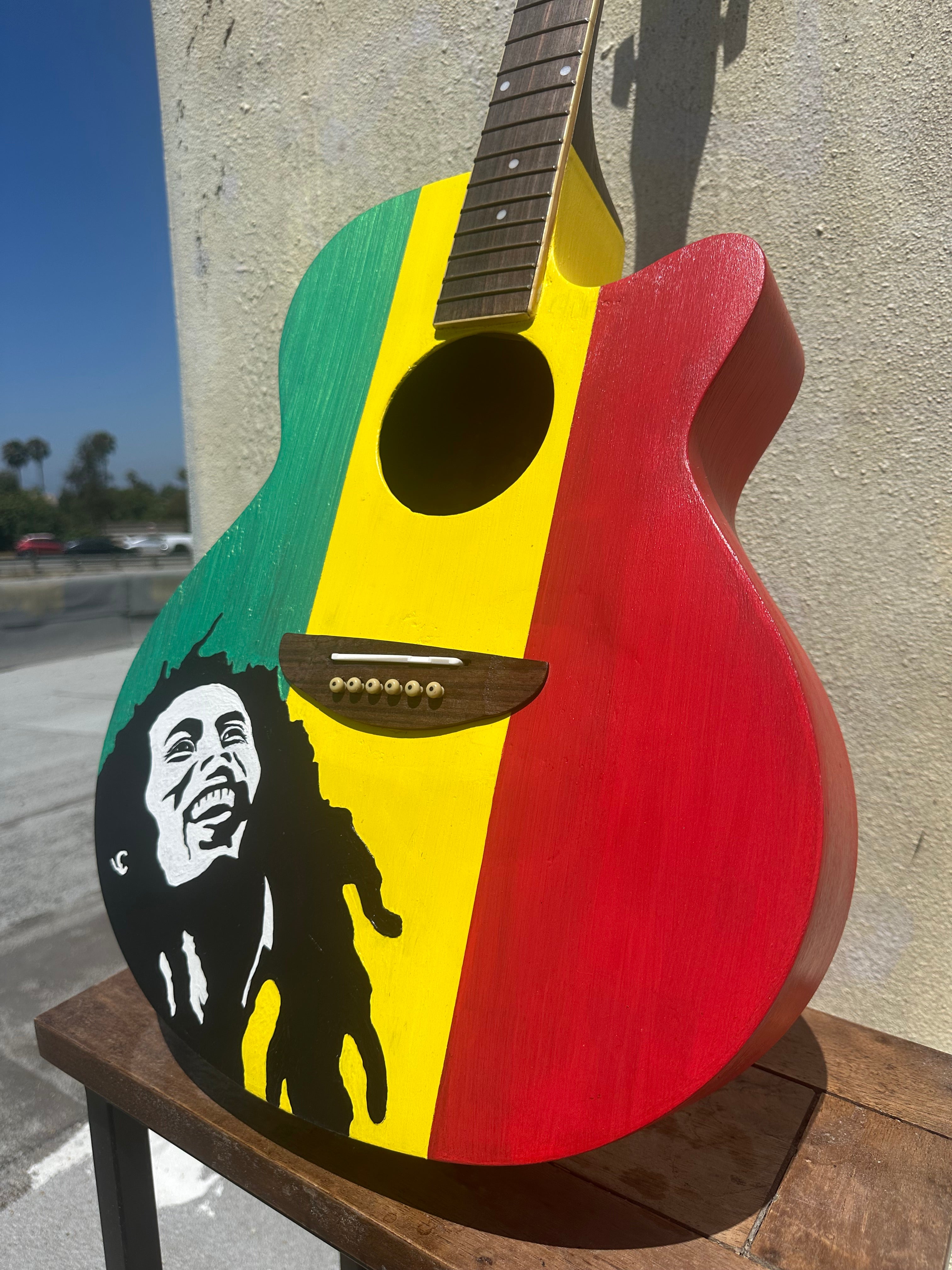 Bob Marley Restored Hand-Painted Guitar