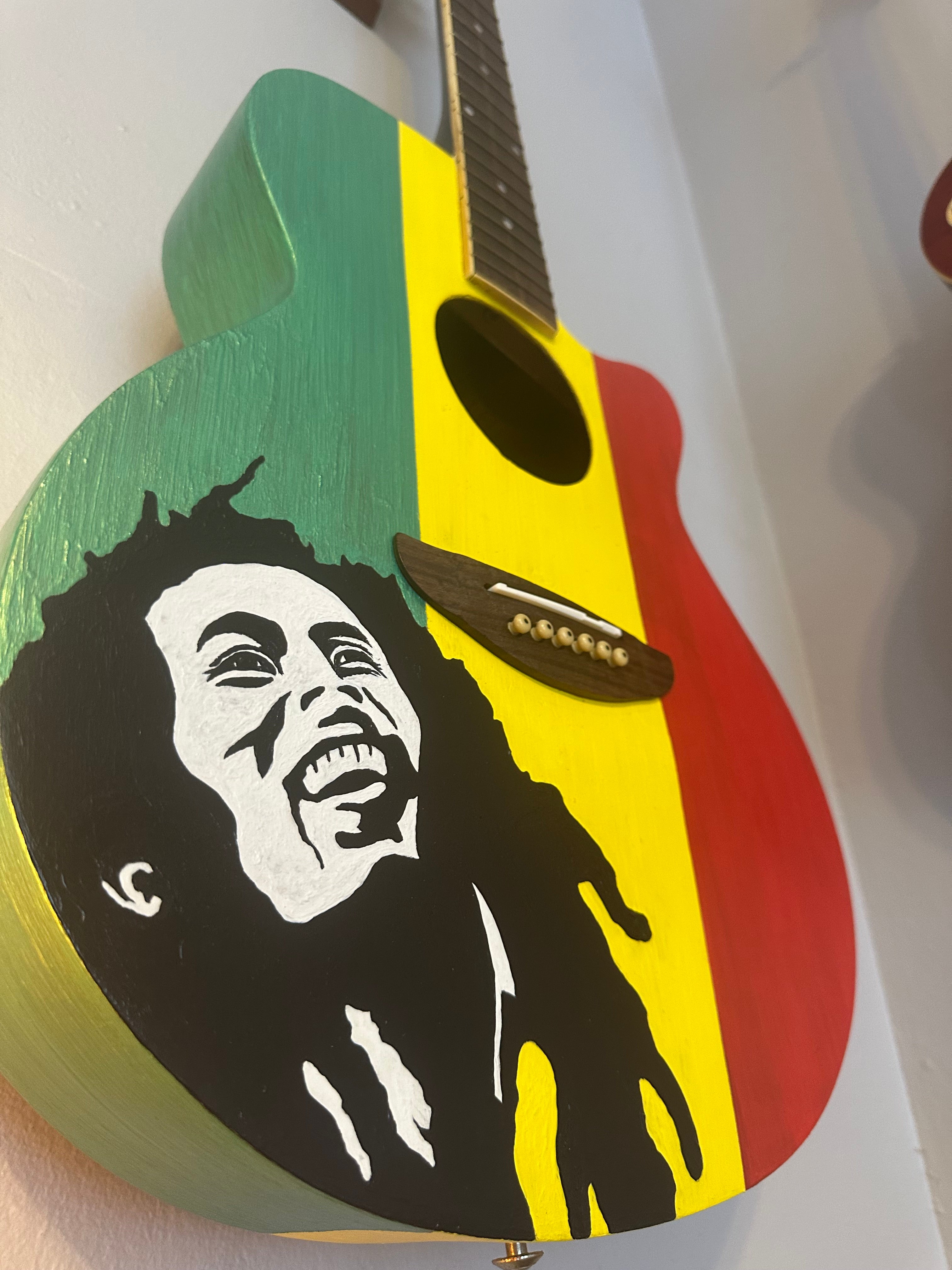 Bob Marley Restored Hand-Painted Guitar