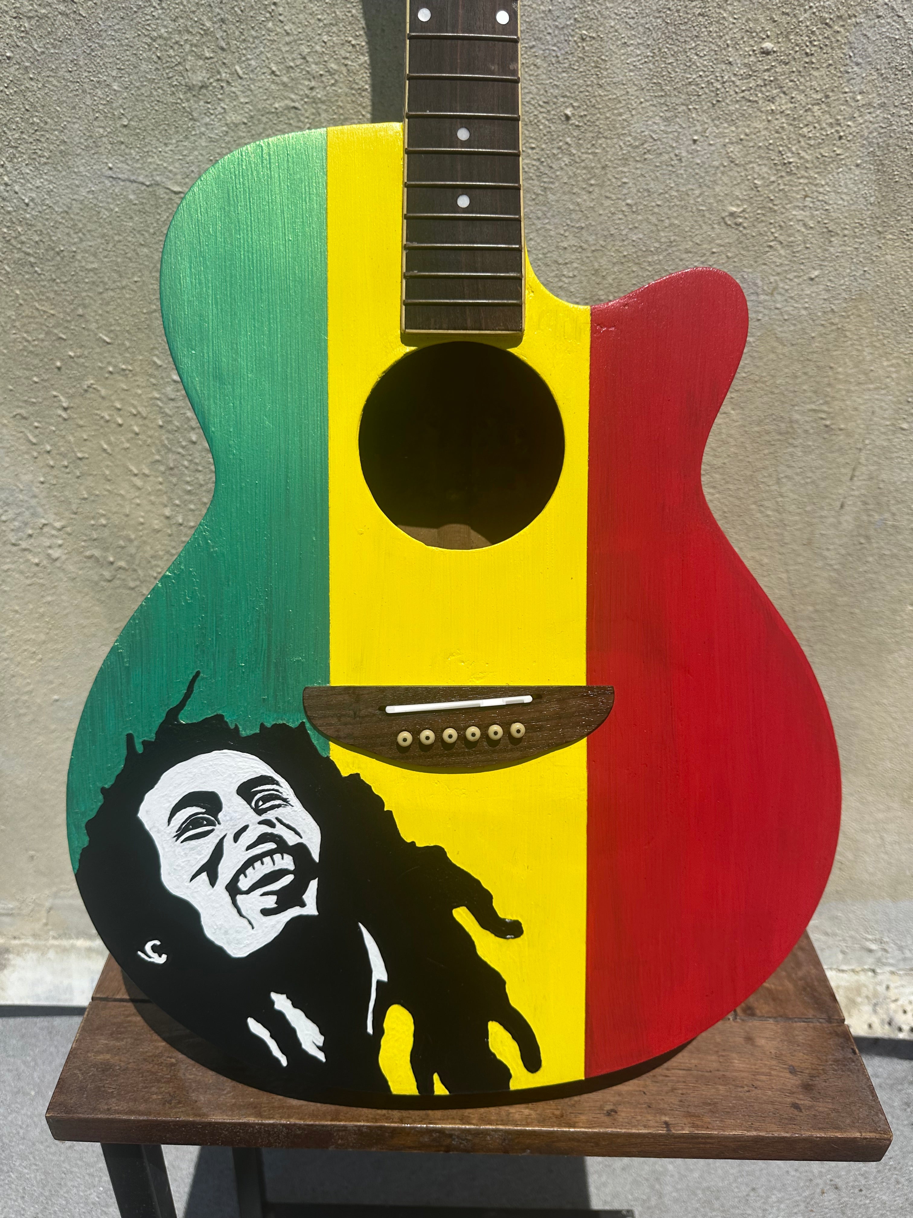 Bob Marley Restored Hand-Painted Guitar